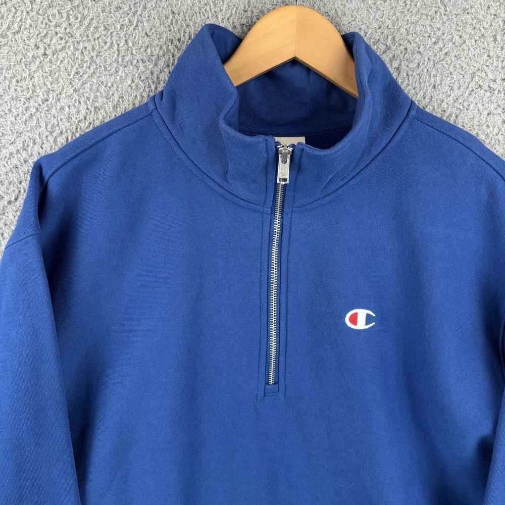 Champion Reverse Weave Sweatshirt Mens 2XL Blue 1/4 Zip Pullover *RARE* - Picture 2 of 8
